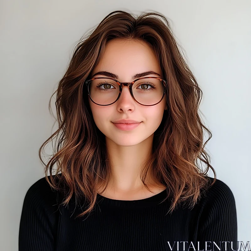 Young Woman with Brunette Hair in Glasses Young Woman with Brunette Hair in Glasses