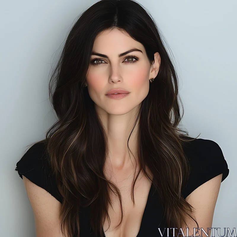 Confident Woman with Long Dark Hair