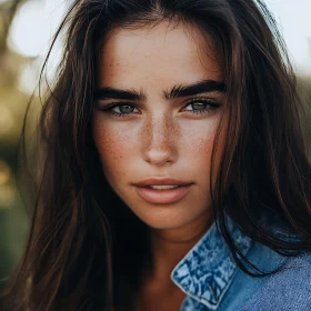 Freckled Woman with Deep Eyes Portrait