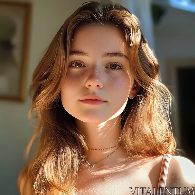 Blonde Woman in Natural Light AI Image