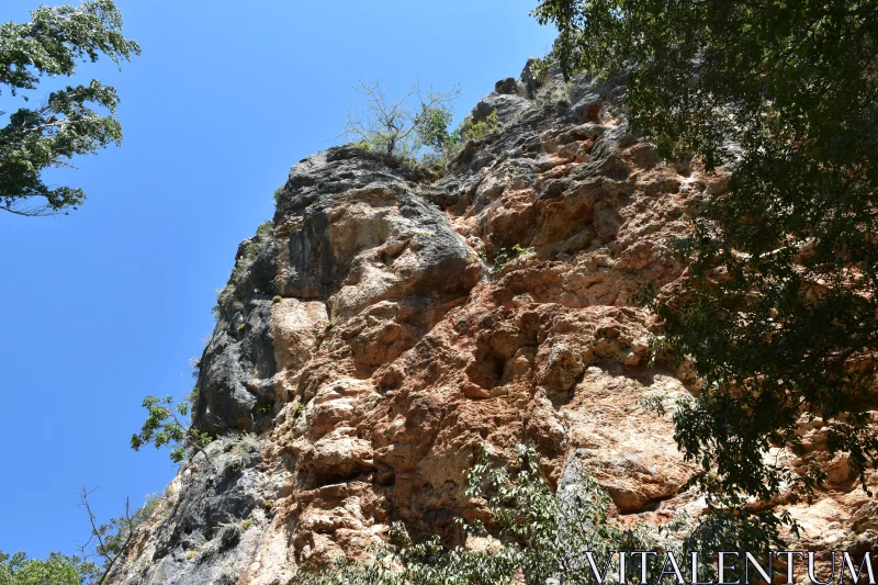 PHOTO Sunlit Cliff and Clear Blue Sky