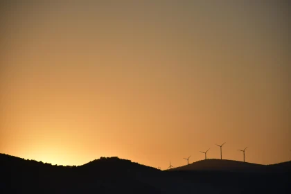 Horizon View with Turbines at Dusk