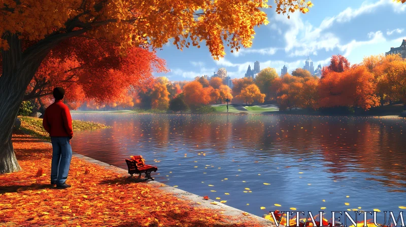 Tranquil Autumn River with Vibrant Colors AI Image