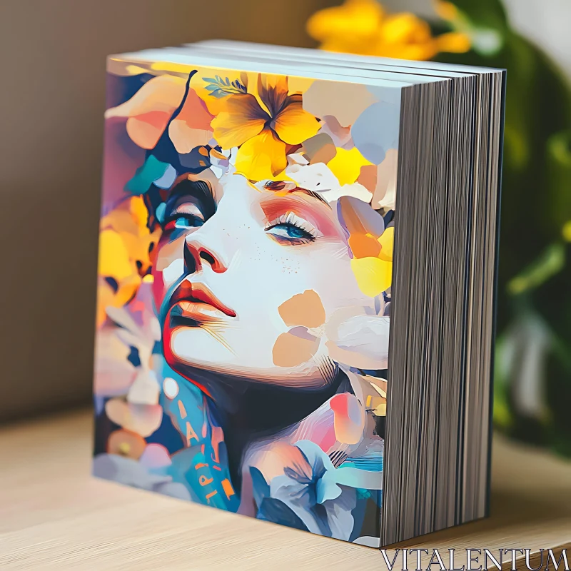 Floral Abstract Portrait on Book Cover AI Image