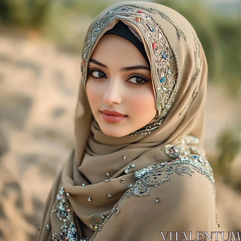 Artistic Hijab Fashion Portrait AI Image