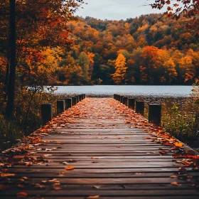 Tranquil Dock in Autumn Forest