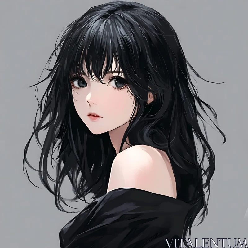 Digital Anime Girl Illustration AI Image