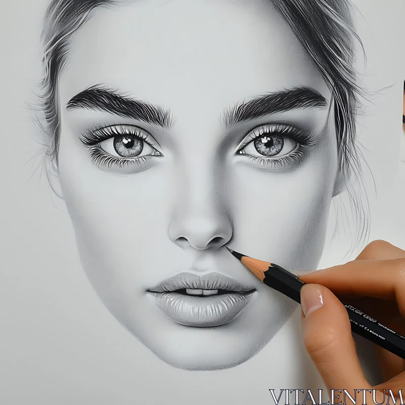 AI ART Detailed Pencil Portrait of a Woman