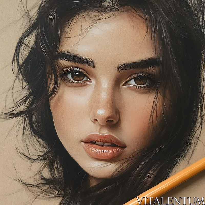 AI ART Pencil Drawing of a Woman's Face