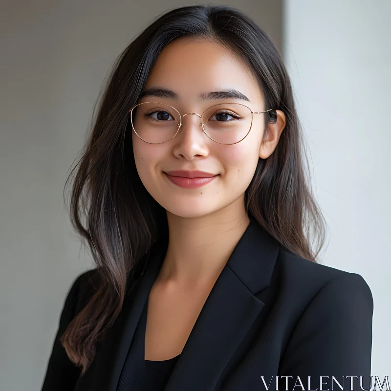 Portrait of a Woman with Glasses AI Image