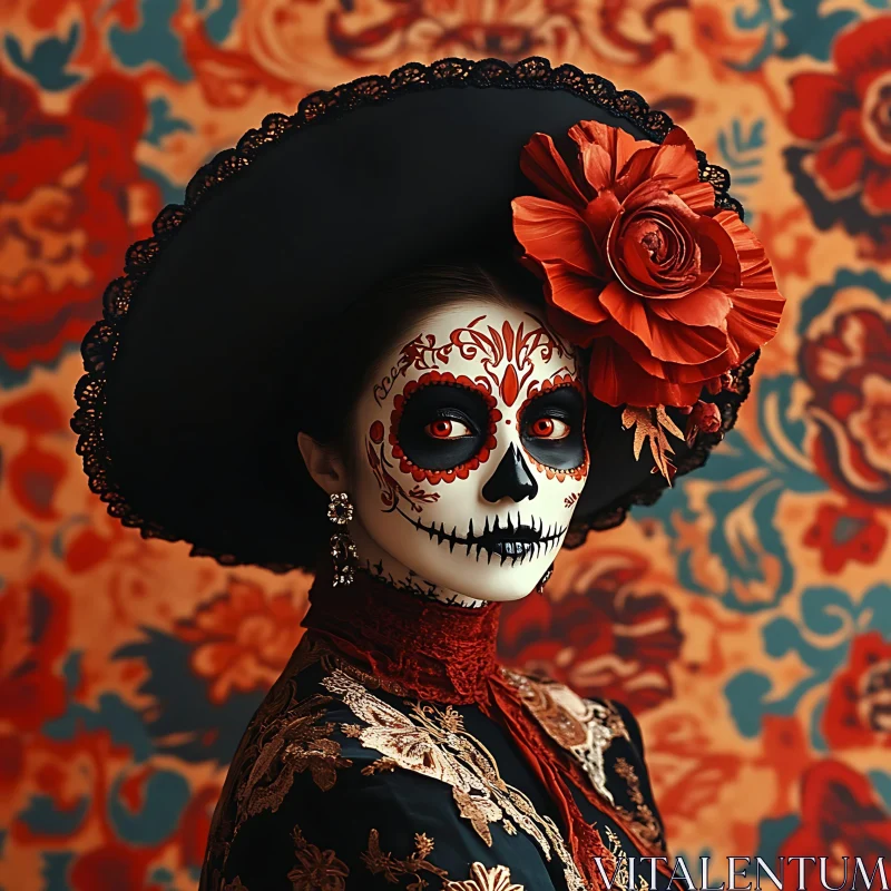 Dia de los Muertos Festival Costume and Face Paint AI Image