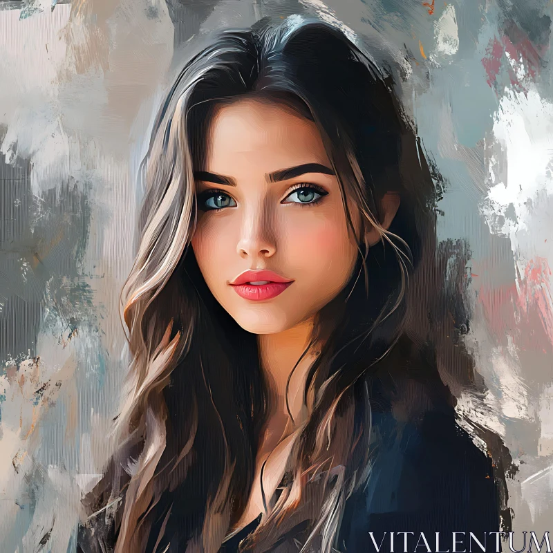 Young Woman Portrait with Blue Eyes AI Image