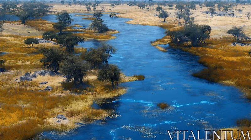 Peaceful River Landscape AI Image