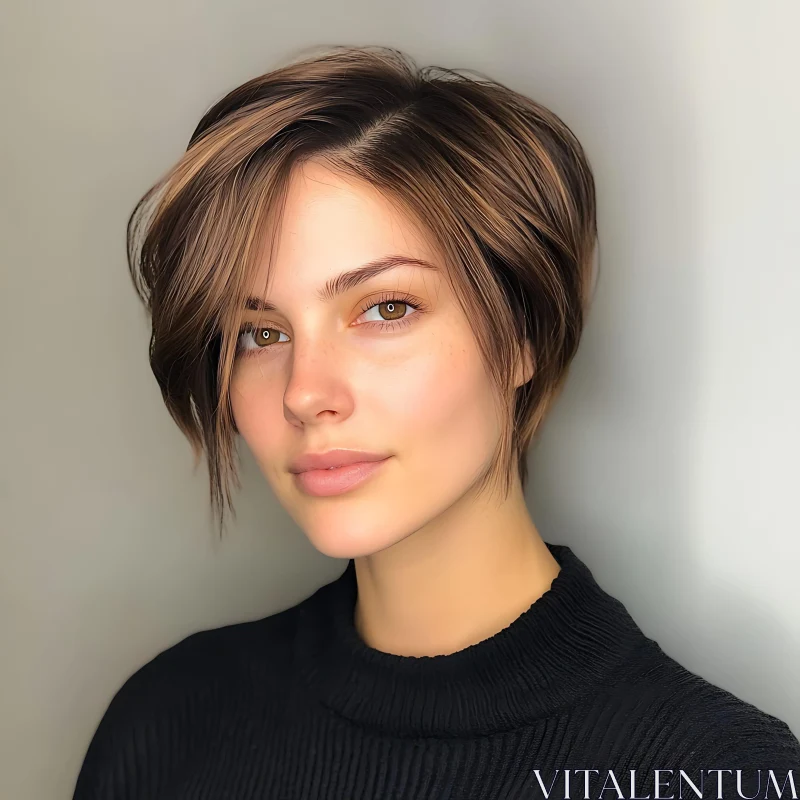 Stylish Short Hair Woman Portrait AI Image