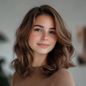 Warm Smiling Woman with Natural Beauty