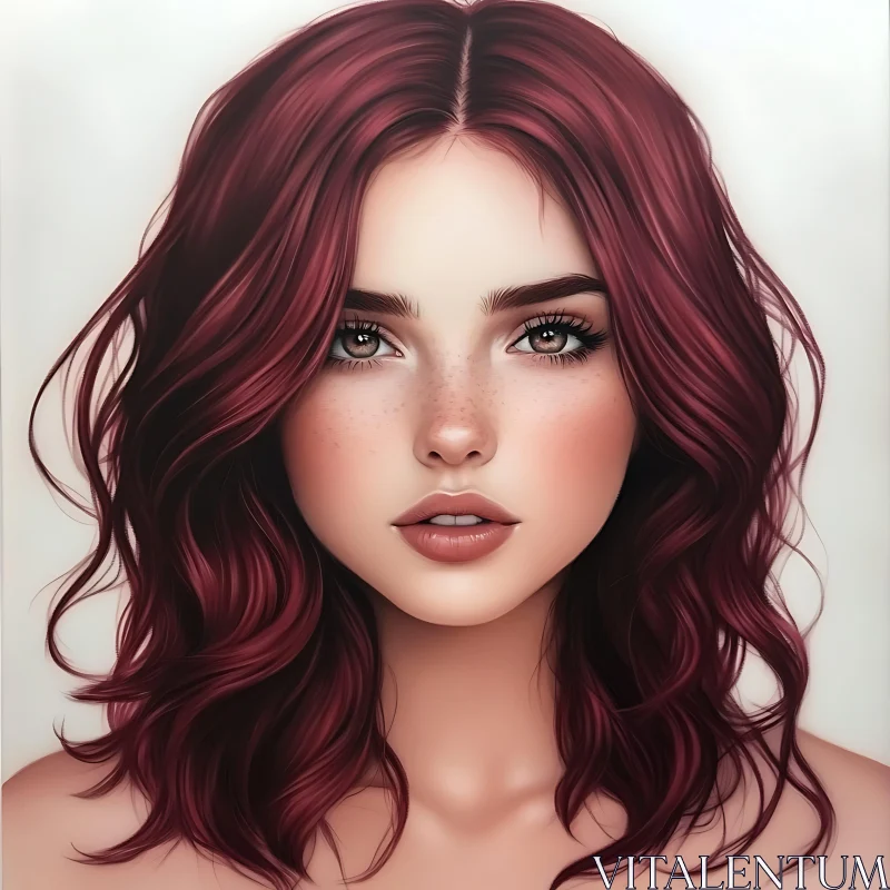 AI ART Red-Haired Freckled Woman Portrait