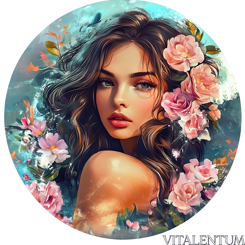 Fantasy Floral Portrait Art AI Image