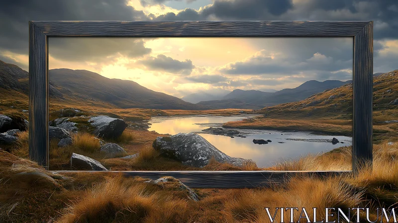 AI ART Framed Landscape at Sunset