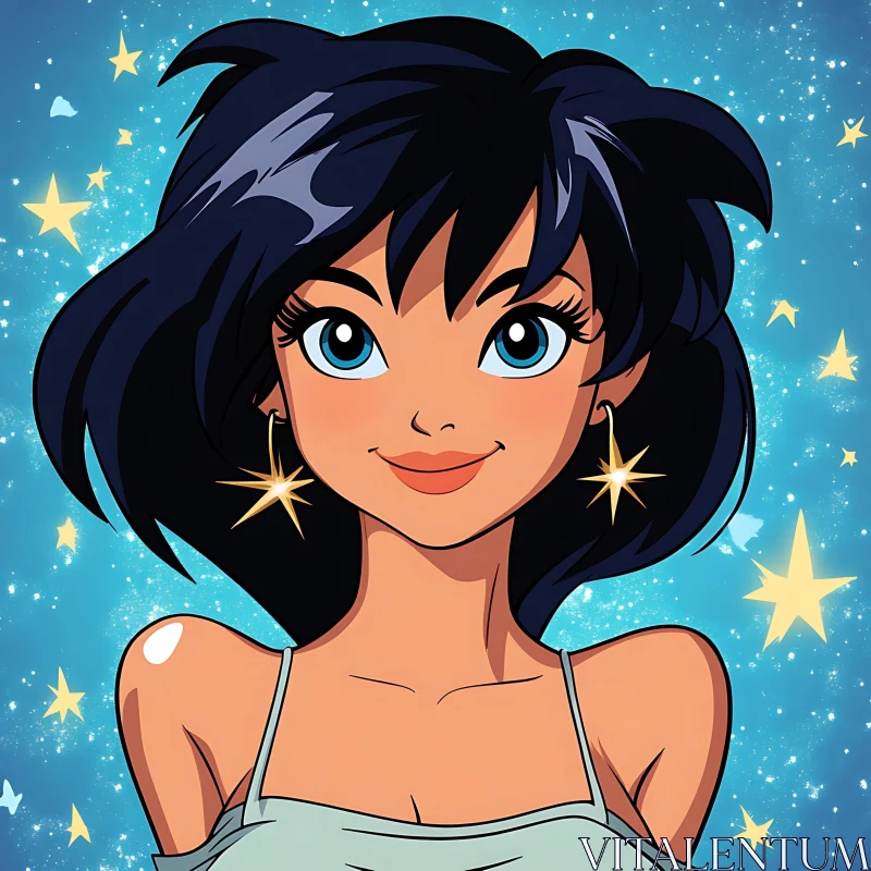 AI ART Anime Portrait of a Girl with Stars