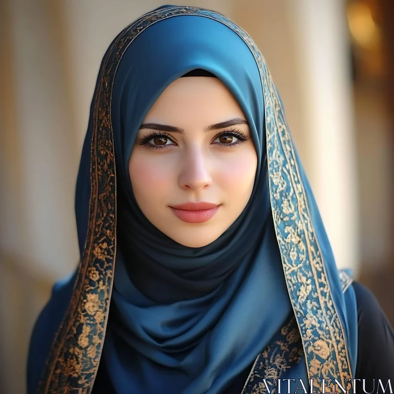 Graceful Portrait of Woman in Traditional Hijab AI Image