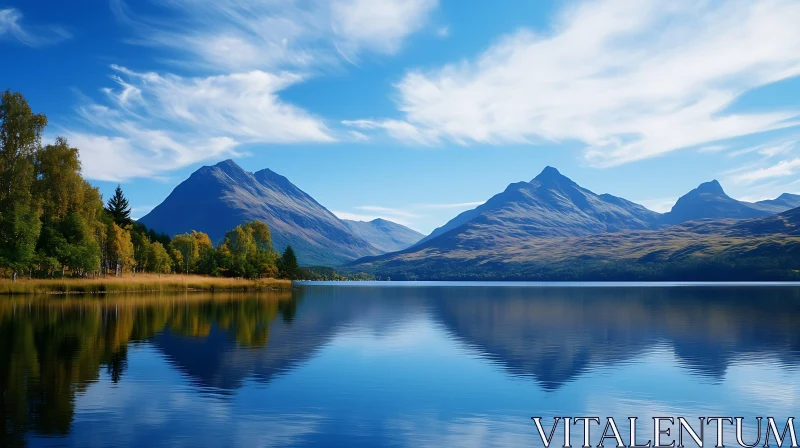 Peaceful Mountain Lake Scene AI Image