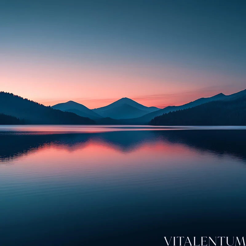 Peaceful Mountain Lake at Dusk AI Image