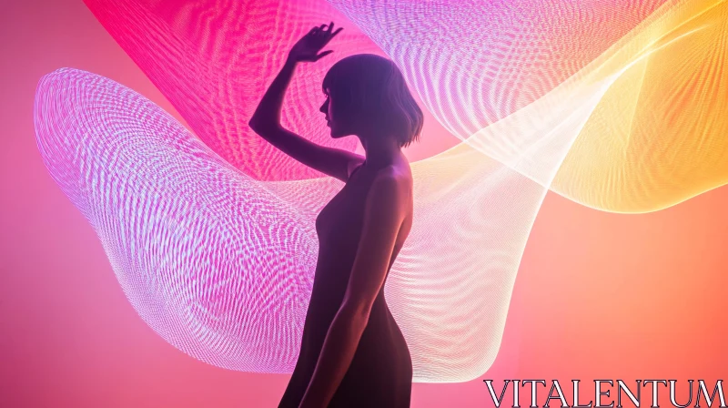 AI ART Graceful Silhouette Amidst Flowing Light Patterns