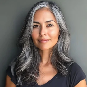 Elegant Grey-Haired Woman Radiating Kindness