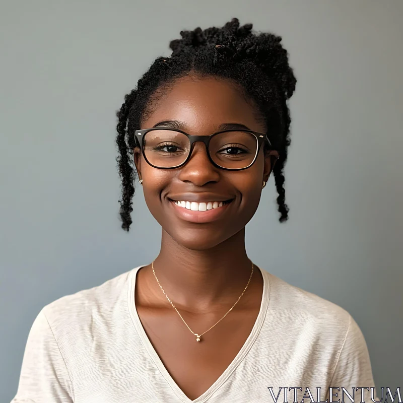 AI ART Smiling Woman with Glasses in Casual Wear