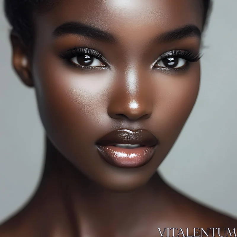 Stunning Portrait of a Woman with Radiant Skin and Beautiful Makeup AI Image