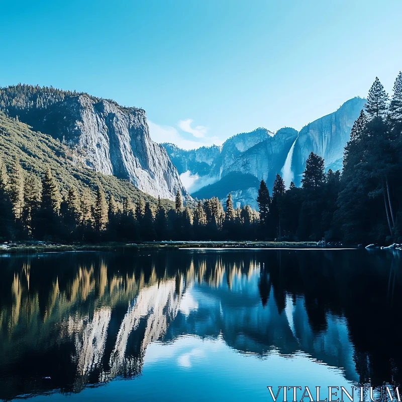 Serene Nature Scene with Lake and Mountains AI Image