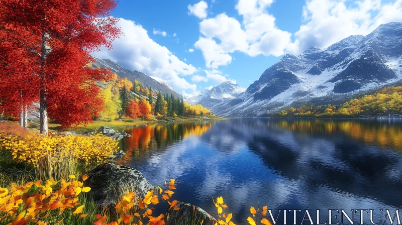 Autumn Landscape by the Lake AI Image