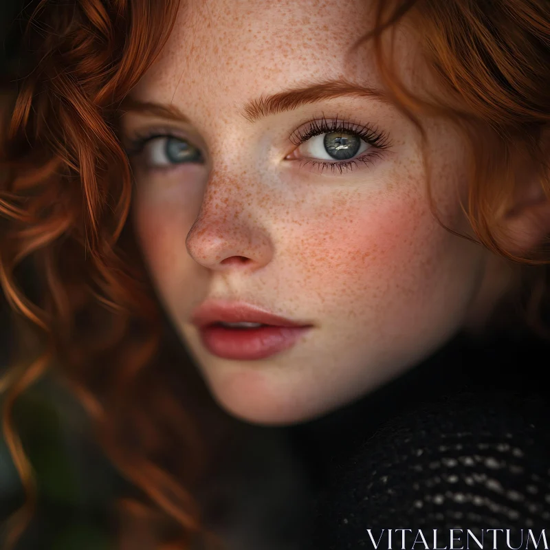 AI ART Freckled Red-Haired Beauty in Soft Light