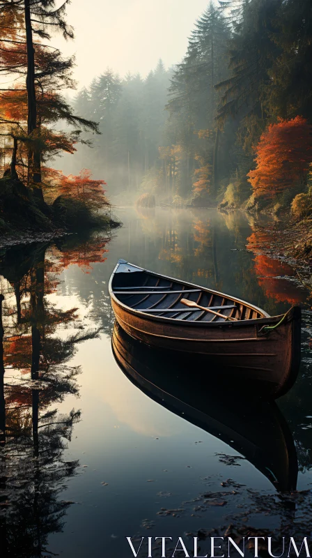 Tranquil Autumn Boat Scene AI Image