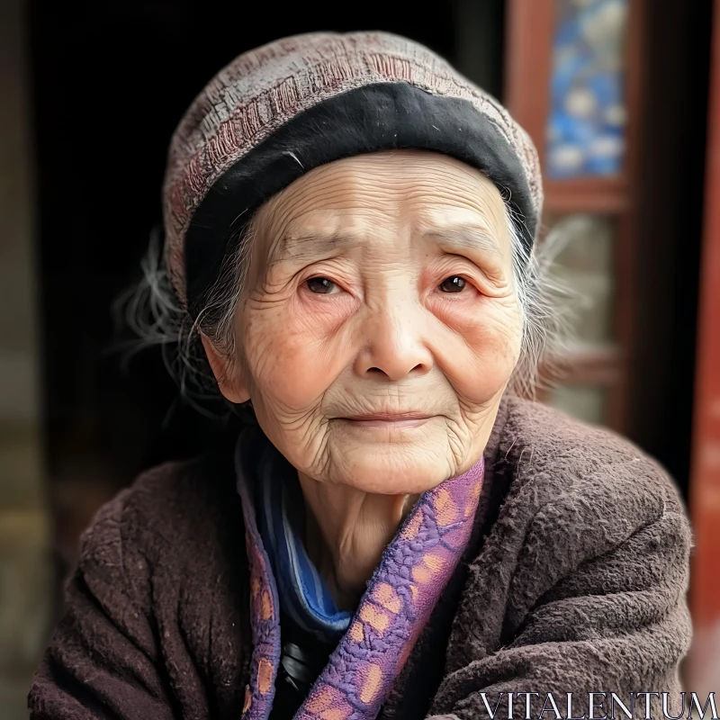 Serene Elderly Woman's Portrait AI Image