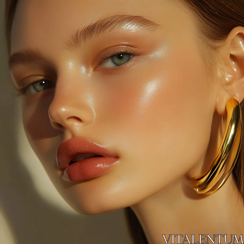 AI ART Radiant Woman's Portrait with Flawless Makeup and Jewelry