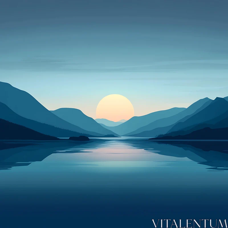 AI ART Peaceful Sunset by the Lake