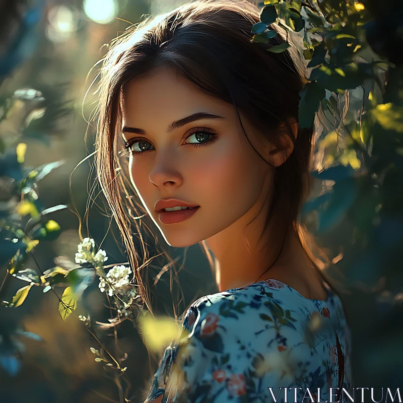 Serene Woman in Nature AI Image