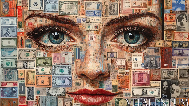 Eye-Catching Pop Art Money Collage Portrait AI Image