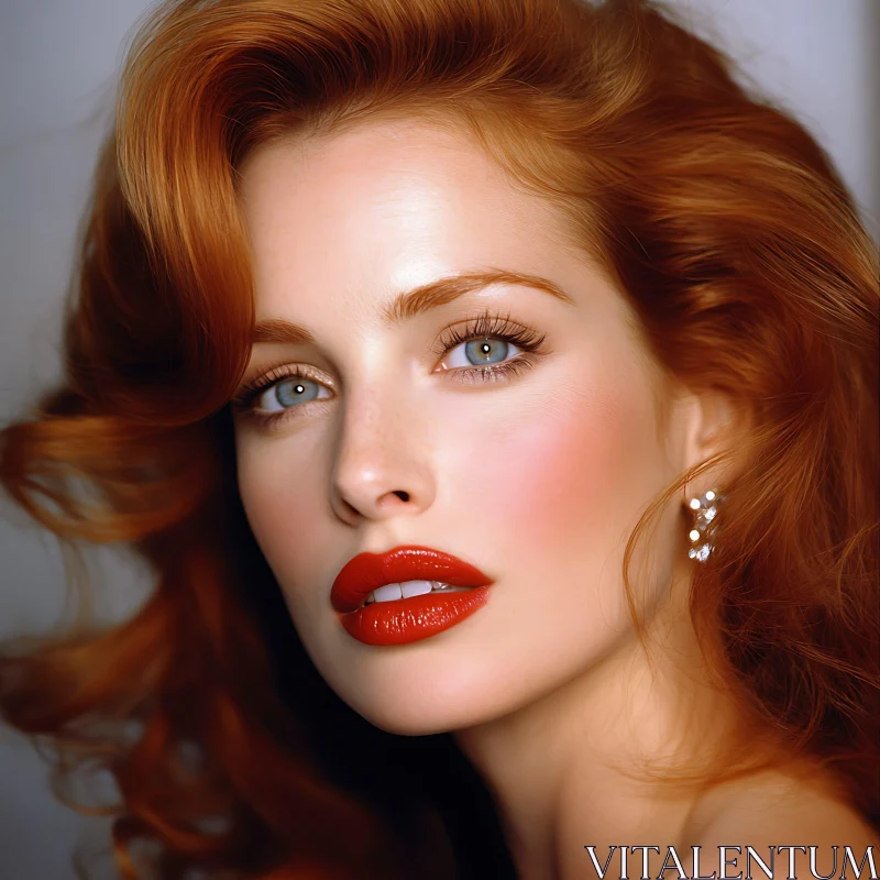 AI ART Glamorous Redhead Close-Up Portrait