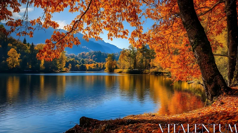 AI ART Ethereal Autumn Scene by the Lake