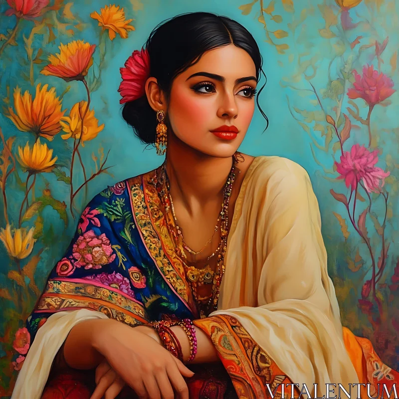 AI ART Timeless Portrait of a Woman in Traditional Dress