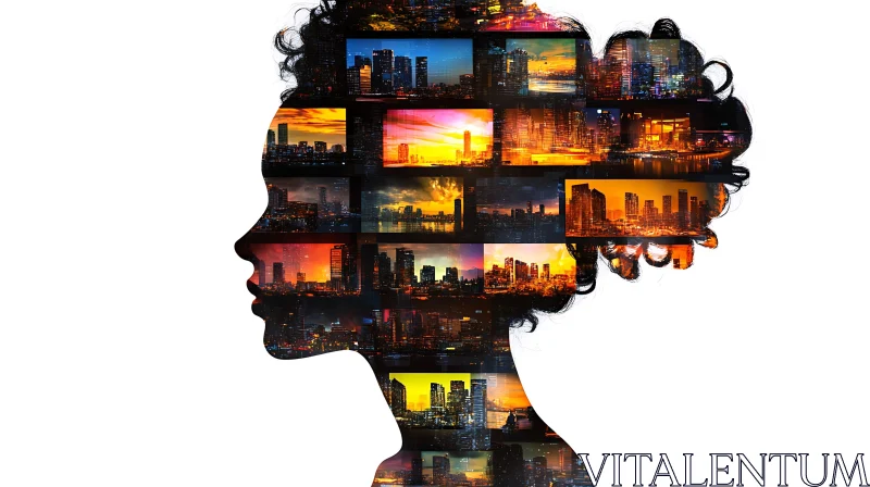 AI ART Urban Silhouette Art with Cityscapes