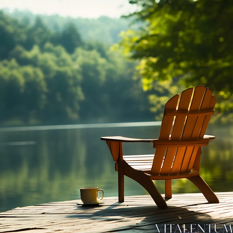 Relaxing Morning by the Lake AI Image