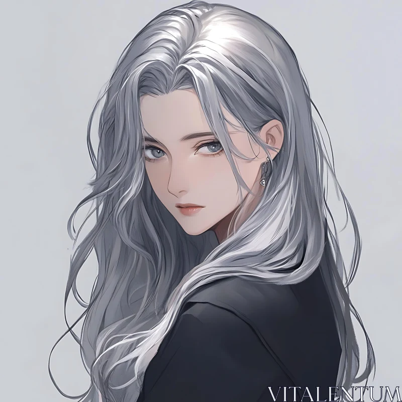 AI ART Mystical Anime Girl with Silver Hair