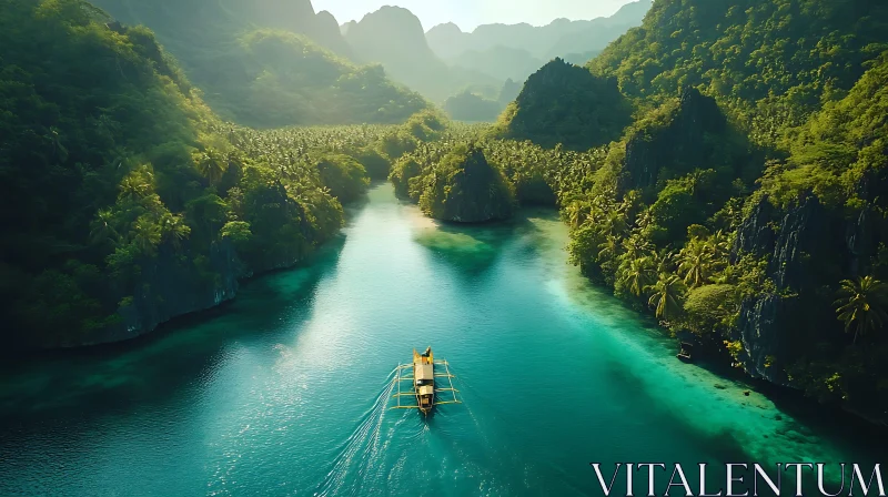 Tropical Paradise with Mountains and Traditional Boat Tropical Paradise with Mountains and Traditional Boat