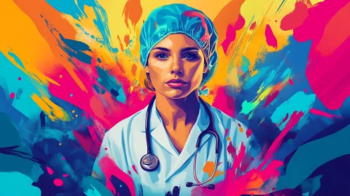 Colorful Nurse Illustration