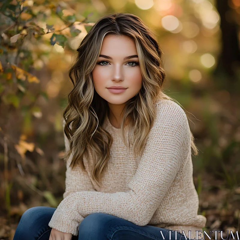Outdoor Autumn Portrait of Young Woman Outdoor Autumn Portrait of Young Woman