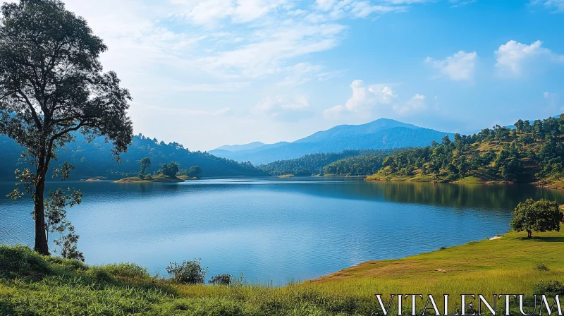 Tranquil Lake Amidst Hills