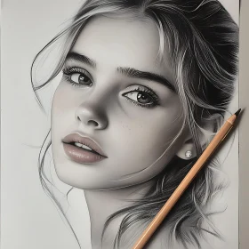 Young Woman Pencil Portrait Art